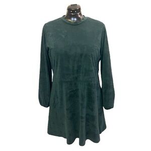 Handcrafted Forest Green Ultra Suede Fit & Flare Knee Length Dress